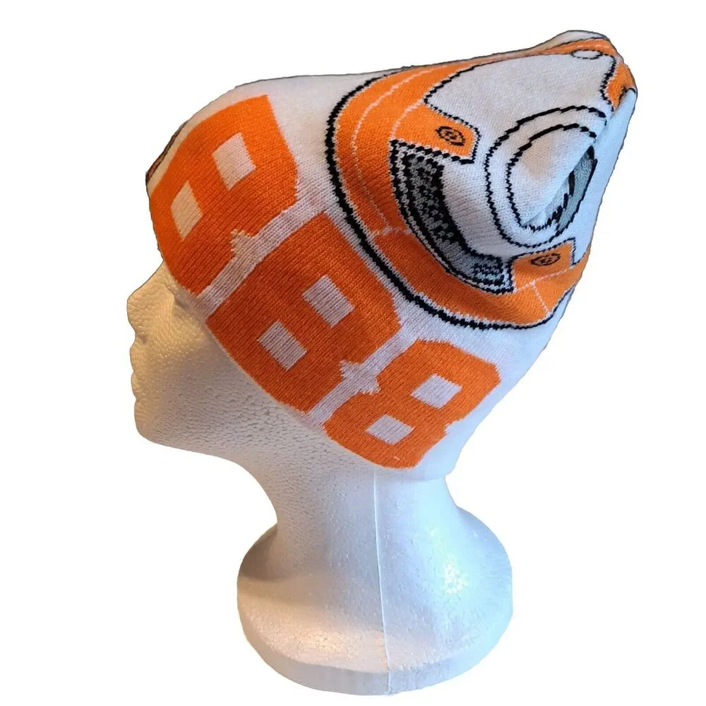 BB8 Star Wars White Orange Youth Beanie Winter Snow Hat Unisex One Size